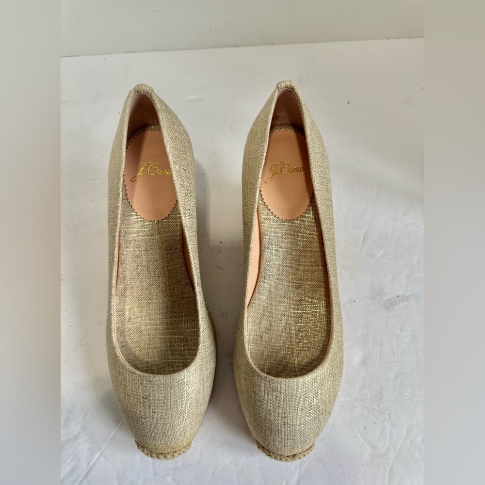 NWOT J. Crew Seville espadrille wedges in metallic canvas. Size 5.5 - Picture 10 of 16